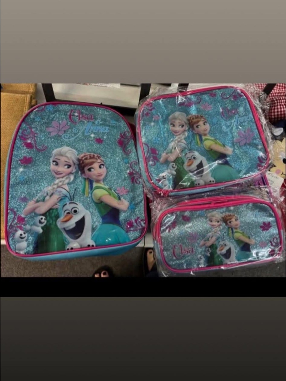 Mini Sparkle Frozen Character Backpack Set -includes lunch box and pencil pouch